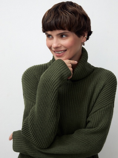 Свободный свитер из фактурного вязаного трикотажа POMPA
