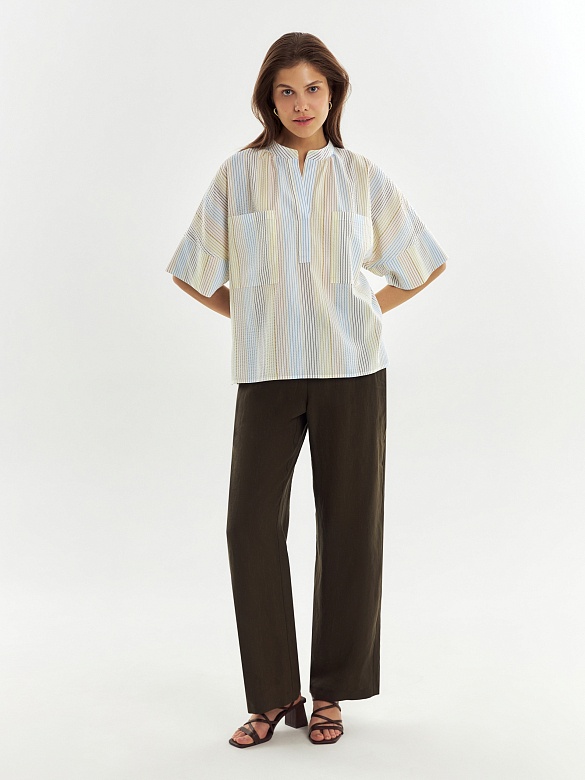 Свободная блуза в полоску с рукавом кимоно POMPA арт.4149050wg0190