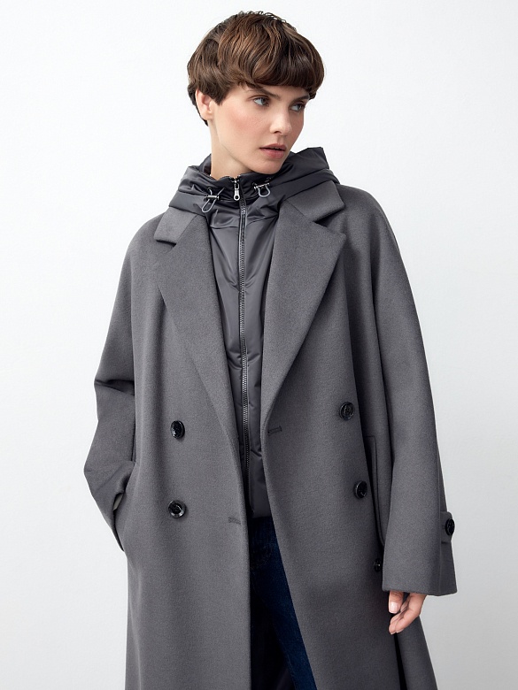 Пальто с мембраной, утеплённой спинкой и съёмным капюшоном POMPA арт.1015251p90892